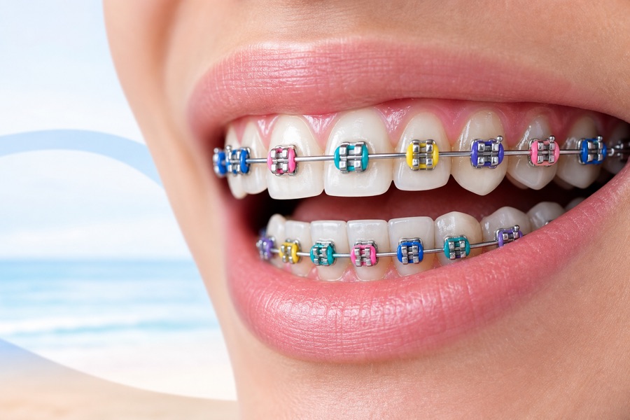 ยิ้มติดแบร็กเก็ตโลหะมาตรฐาน เลือกสียางได้หลายสี (ภาพประกอบ)